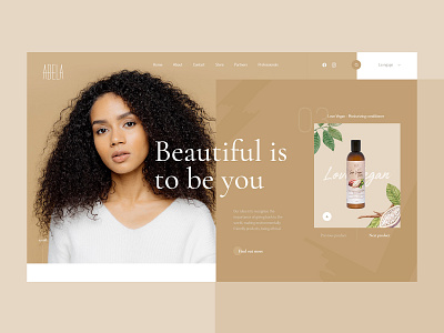 Abela Cosmetics Webdesign beauty curly hair design landin page ui ux web