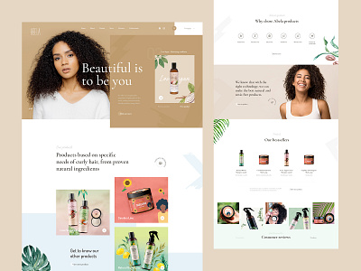 Abela Cosmetics Webdesign cosmetics curly hair design landin page ui ux web