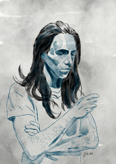 Brandon Boyd artwork blue brandonboyd design illustration illustration art illustrations illustrator incubus musician photoshop portrait portrait art portrait illustration portrait painting watercolor watercolour