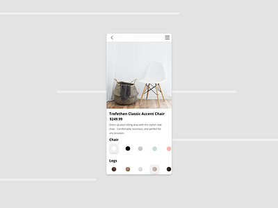 Furniture Customization App conoverdesigns daily daily 100 challenge daily ui dailyui design ui uidesign ux ux ui uxui