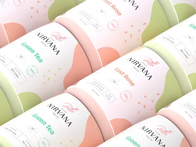 Nirvana Tea Branding branding coffee logo cover design cyclinder hand line hand logo hand logo mark hand mark identity nirvana nirvana logo nirvana mark nirvana tea packagedesign packaging packaging logo tea leaves tea logo tea package