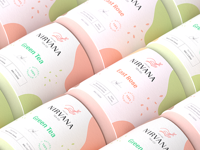 Nirvana Tea Branding branding coffee logo cover design cyclinder hand line hand logo hand logo mark hand mark identity nirvana nirvana logo nirvana mark nirvana tea packagedesign packaging packaging logo tea leaves tea logo tea package