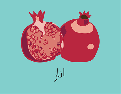 Anar is pomegranate in Farsi art fruit illustration pomegranate