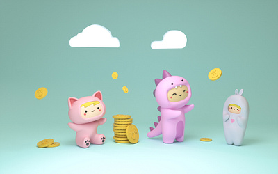 kiddies 3d character design illustration