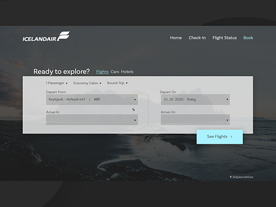Icelandair airline booking clean designinspiration dribbble explore flight graphicdesign homepage iceland icelandair minimalist reykjavik travel ui uidesign web web design webdesign website
