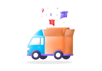 Delivery truck art boy branding delivery app delivery service delivery truck design icon illustration illustrations location logo parcels pin plants tracking tracking app typography ui web