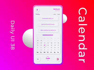 Calendar app UI design Daily UI day 38 calendar calendar app calendar design calendar ui dailyui dailyuichallenge