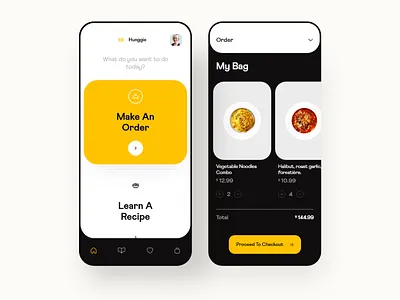 Hunggie: Home screen and Cart app clean daily ui dailyui design food food app food delivery food delivery app food order foodie ios meal minimal recipe recipe app recipe book restaurant restaurant app ui