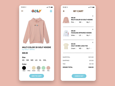 Daily UI 058—Shopping Cart app app design daily daily 058 daily ui daily ui 058 dailyui dailyuichallenge design figma golf wang interface shopping cart tyler the creator ui ui design