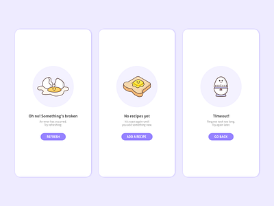 Empty States - Recipe App android app app design cooking app empty states ios kitchen recipes