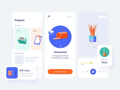 Kukla 3d icon kit 3d animation app blender concept illustration kit mobile product design ui ux