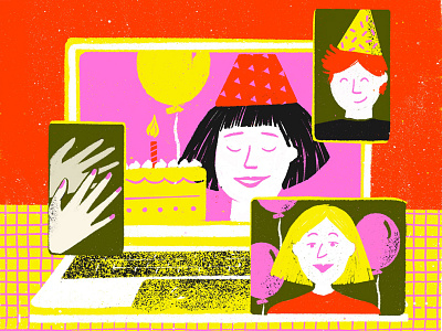 birth zoom birthday covid19 illustration procreate puebla screen zoom