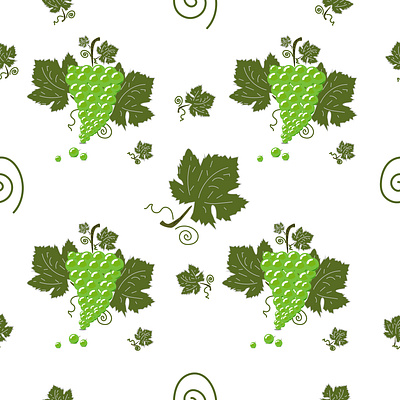 Seamless pattern Green Grapes art background design food fresh garden grape green herb leaf nature organic pattern plant seamless seamless pattern summer vine vitamin white