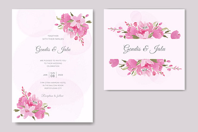 Floral watercolor wedding invitation template background botanical card celebration decoration design elegant floral frame illustration invitation invite pattern set spring summer template vector watercolor wedding