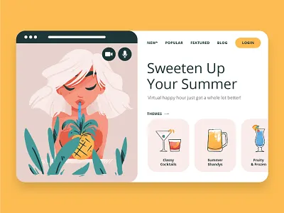 Cocktail App character character design cocktail drinks icons illustration illustrator people summer ui virtual woman