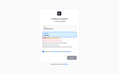 password strength create account helper meter password sign up simple strength tips ux warning