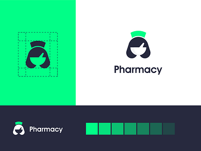 pharmacy logo akdesain creative design illustration logo design logo type minimal nature negative space nurse pharma pharmacy women