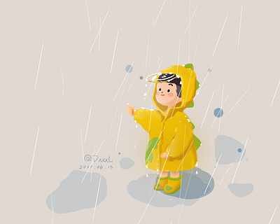 it's raining boy cute design illustration rainy