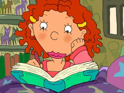 primer año de progresos cartoon ginger girl illustration