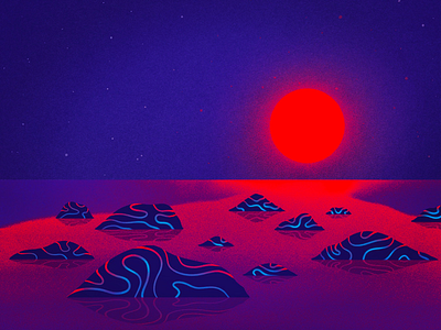 Fantasy on the Shores beach poster procreate sunset web