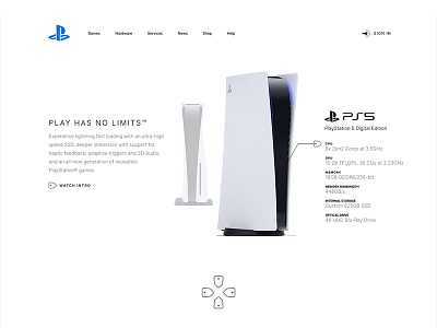 Landing page design Playstation (PS5) Adobe XD adobe xd clean dailyui download freebies game gaming playstation5 ps5