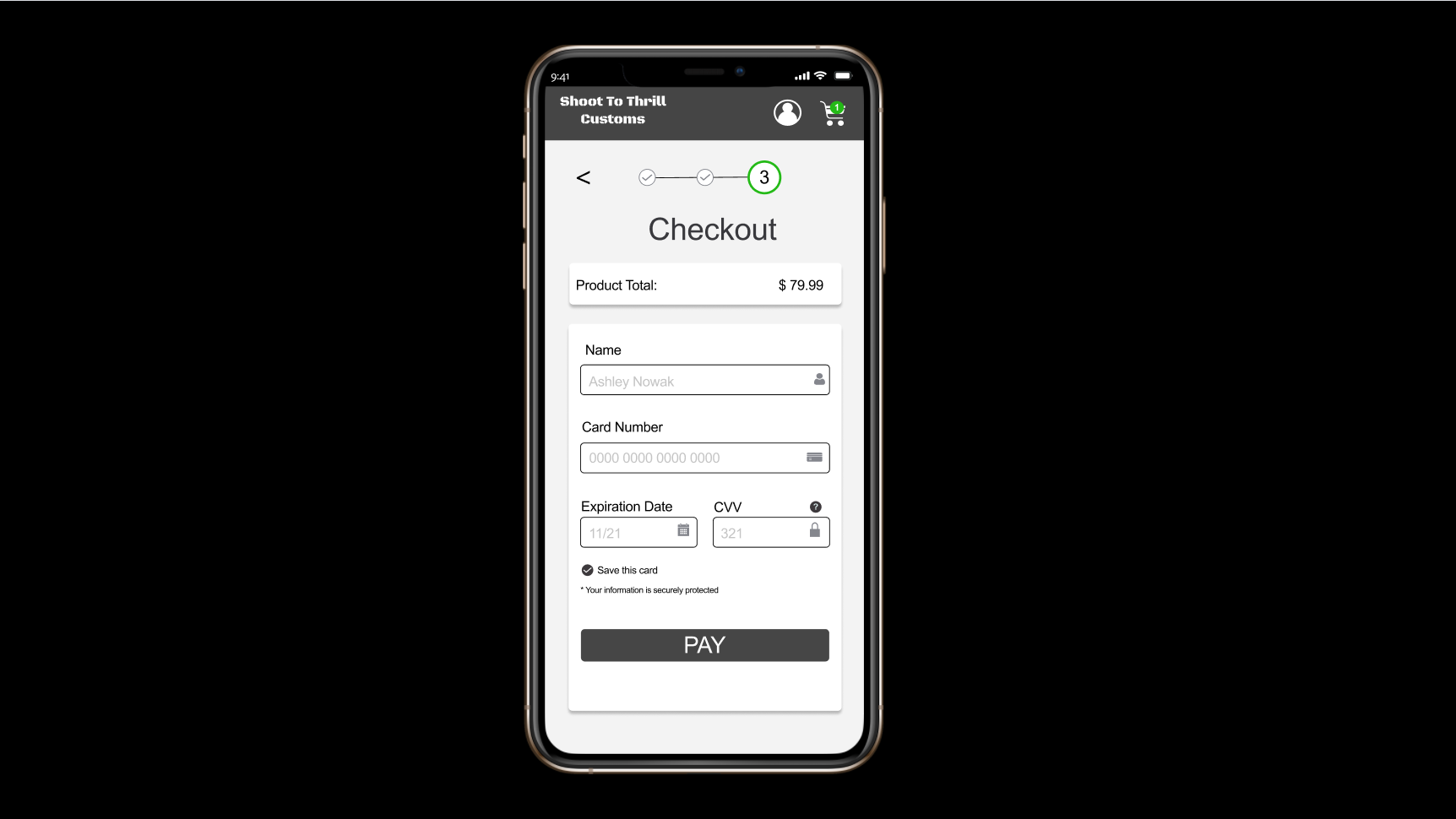 Example of UI 002 Credit Card Checkout