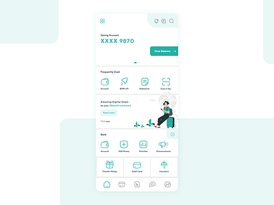 Bank app ui account app ui appui bank app branding business clean design clean ui digital banking hero section minimalist design mobile app modern design money app payment app redesign soft ui teal ui ux white