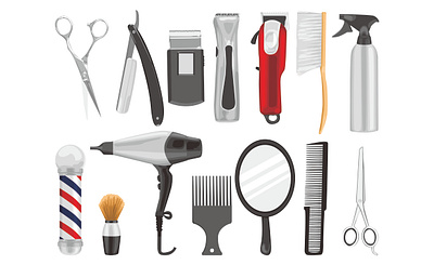 Barbershop tools Vector illustration set barber barber shop barber tools barbershop design equipment hair hair salon haircut illustration illustrations inspiration tools vector