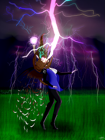 Storm Rage digitalart half human half monster hybrid lightning