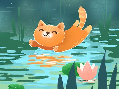 Summer kitten 2d art character illustration procreate