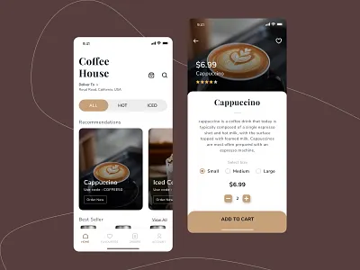 Coffee House cappuccino coffee coffee detail coffee house coffee store cold brew coffee flat flatdesign homepage hot coffee minimal online store ui uidesign uidesignpatterns uiux ux