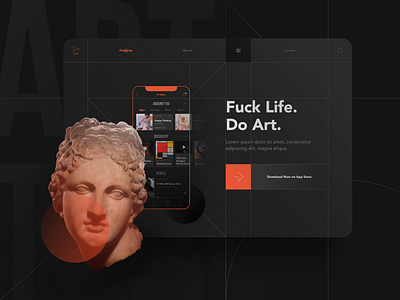 Art/Tual app Landing Page app application art branding dark theme design flat minimal ui website design