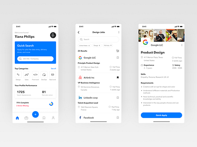 Indeed Redesign app clean figma google job job listing jobs mobile online sketch statistics typography ui ux