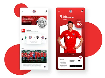 Bayer Munich mobile app app bayer bundesliga buy champions dashboard experience forward futball goals jersey minimal news player redesign score soccer team trainer ui