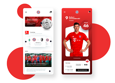 Bayer Munich mobile app app bayer bundesliga buy champions dashboard experience forward futball goals jersey minimal news player redesign score soccer team trainer ui