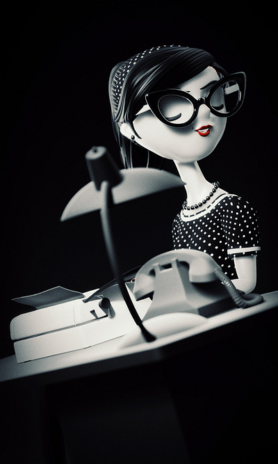 50's secretary 3d cartoon character characterdesign illustration secretary