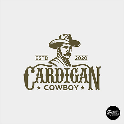 Cardigan Cowboy design logo vector