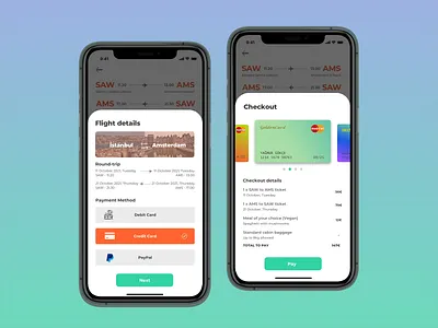 Credit Card Checkout checkout page dailyui flight app flight booking flight search mobile app mobile ui mockup payment payment method uidesign uxui