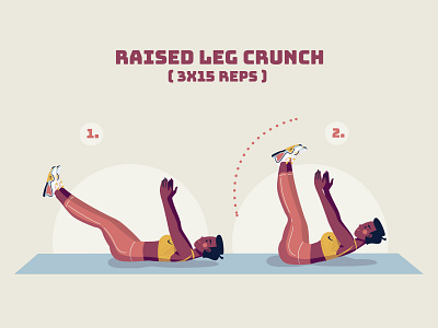 Raised Leg Crunch - Fitness crunch fit fitness girl character health home fitness illustration illustrator leg crunch sport stay at home stay healthy stay home stayhome vector illustration