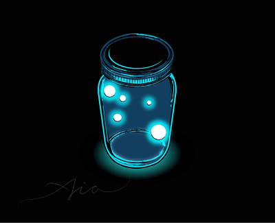 Fire Flies in a Bottle by Aia 3d art adobe illustrator digital art digital illustration digital pen fireflies glow in the dark illustration