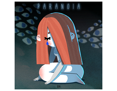 Paranoia - Illustration character character designer characterdesign conceptual digital art expat eyes flat flat illustration girl illustration illustration art illustration design illustration digital paranoid sad self doubt texture