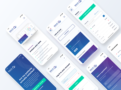 Med-Q Mobile Web Design color design figma figmadesign flat landing page medical medical app medicine medicine app minimal questionnaire ui ux web