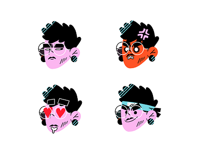 Jairumojis angry character character design emoji emotion face flat glasses icon illustration love naruto sticker suspicious