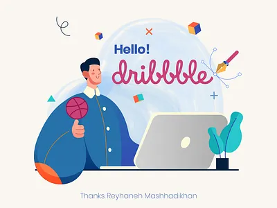 Hello dribbble app branding design flat icon illustration minimal ui ux vector website