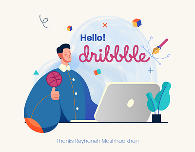 Hello dribbble app branding design flat icon illustration minimal ui ux vector website