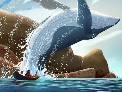 Great Whale animation art artwork design illustration illustrator type ui vector website
