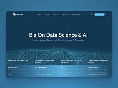 Home page design for Data Science & AI company 3d art after effect aftereffects ai animation artificial intelligence b2b b2b sales big data data science home page landing animation landing page loop motion design motion graphics particles site webdesign website
