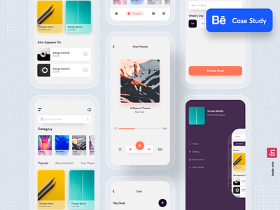 Podcast App - Behance Case Study app app design application case study clean ui design illustration ios minimal mobile mobile app mobile app design music app podcast podcast app podcasting streaming app typography ui uiux