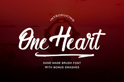One Heart handlettered font typography vector