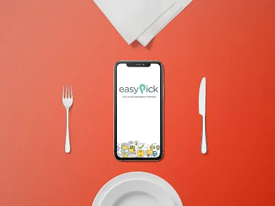 easypick art branding delivery app design flat food icon illustration logo typography ui vector